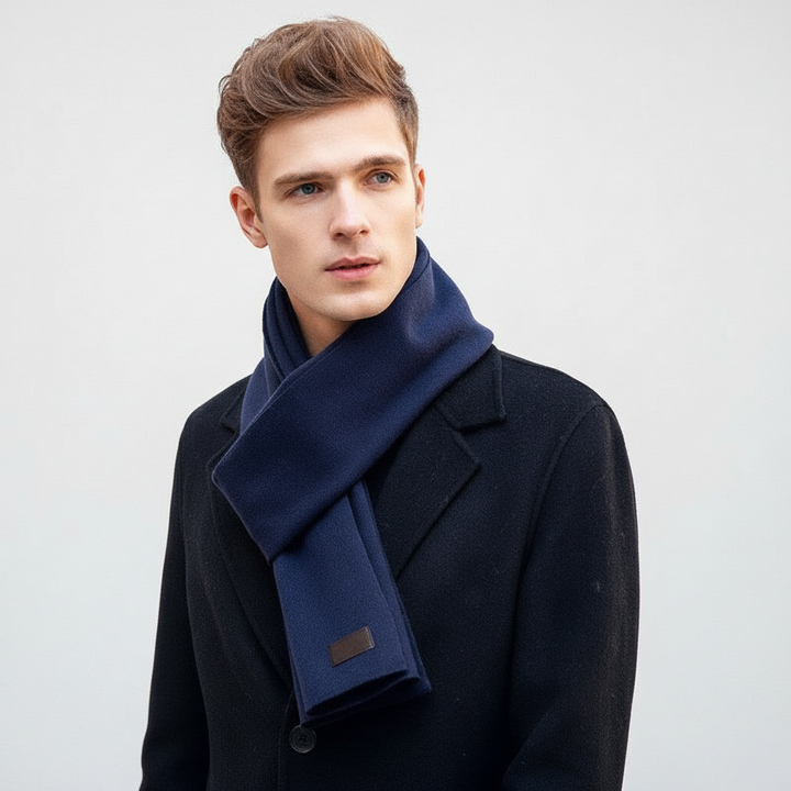 Elegant red cashmere blend unisex winter scarf, versatile and soft fashion accessory