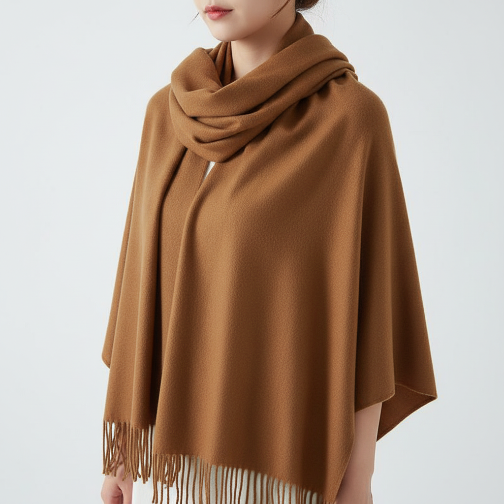 Detailed view of the woven diamond pattern on a high-quality cashmere unisex scarf, rich texture.