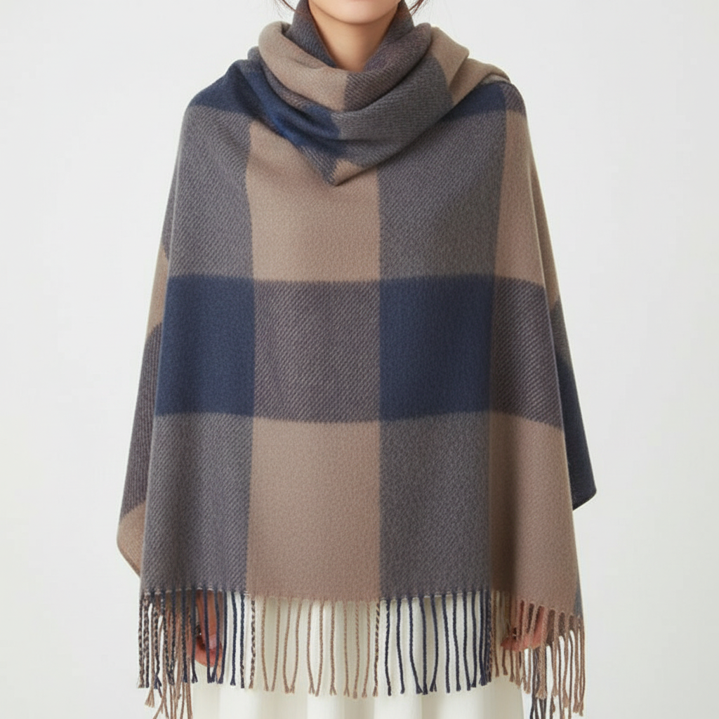 CashmereDream unisex scarf, grey cashmere with subtle diamond pattern, warm and soft fashion.