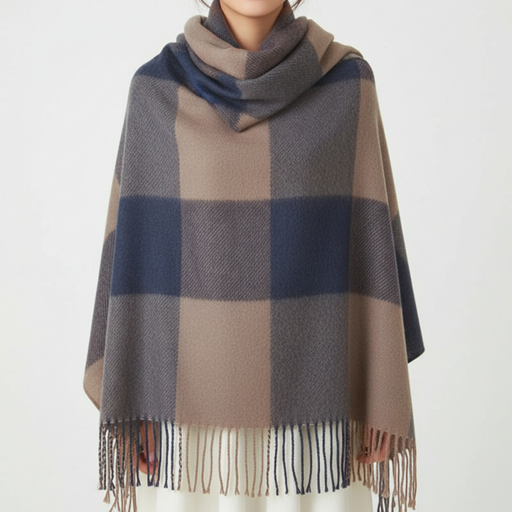 CashmereDream unisex scarf, grey cashmere with subtle diamond pattern, warm and soft fashion.