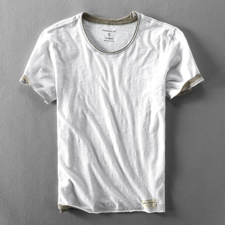 Unisex soft dual-layer crewneck tee made from vintage slub cotton, perfect for casual everyday wear.