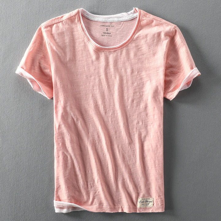 Versatile unisex dual-layer tee in soft vintage slub cotton, ideal as a stylish layering piece.