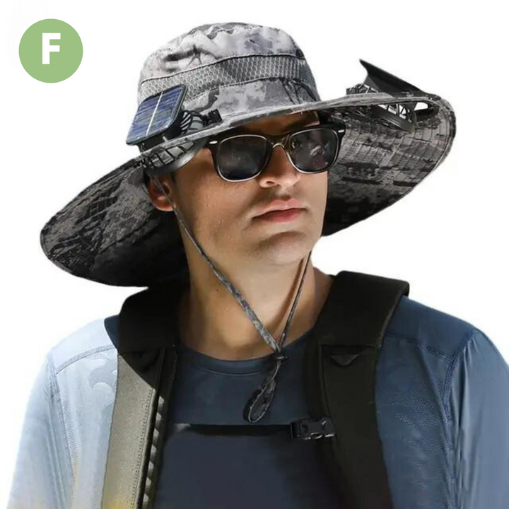 Maximize UV protection with this solar fan hat, ideal for prolonged sun exposure outdoors.
