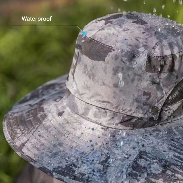 Hiking hat with solar fan & UV protection. Breathable outdoor gear for trails & summer adventures.