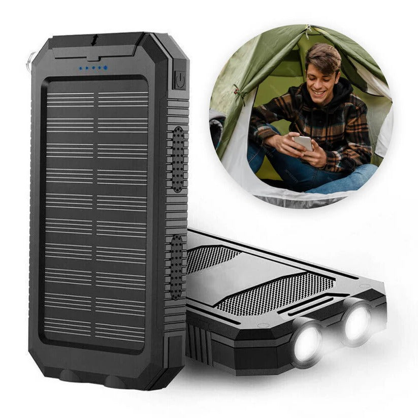 Unisex waterproof solar power bank, portable & durable for all outdoor enthusiasts & emergency kits.