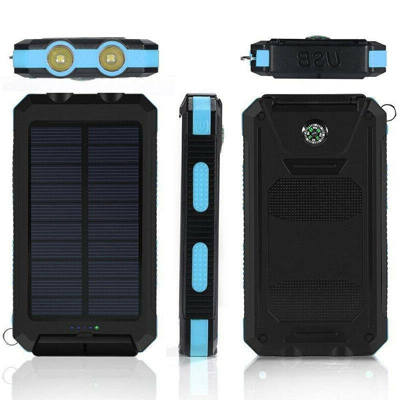 Durable unisex waterproof solar power bank, essential portable charger for camping and outdoor adventures.
