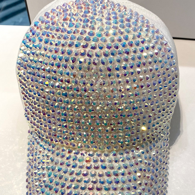 Trendy unisex baseball cap covered in dazzling glitter, a versatile fashion statement.