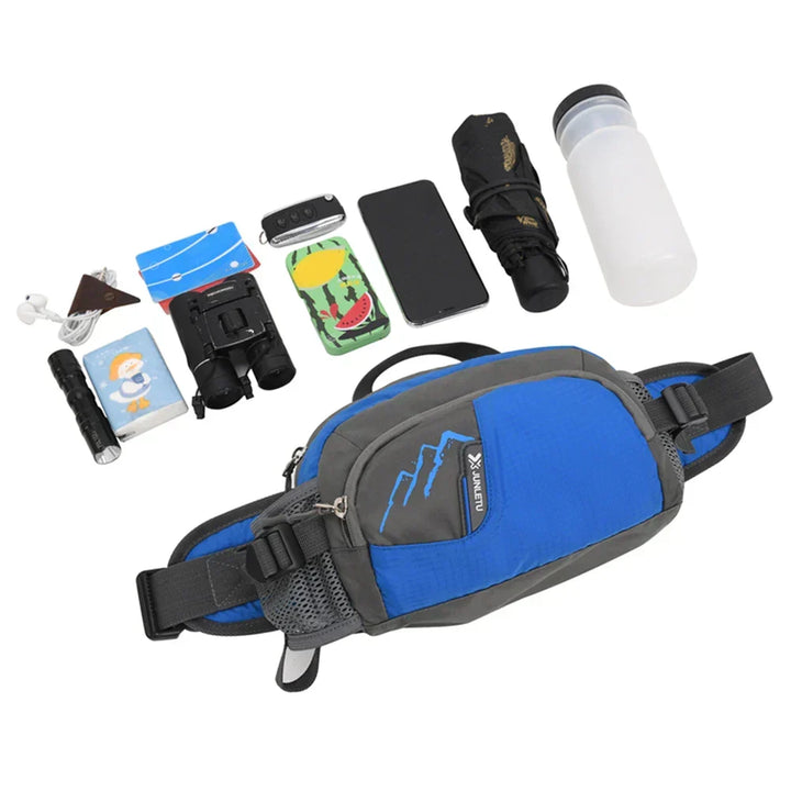 Unisex sport hip bag with an integrated bottle holder for active lifestyles & hydration.