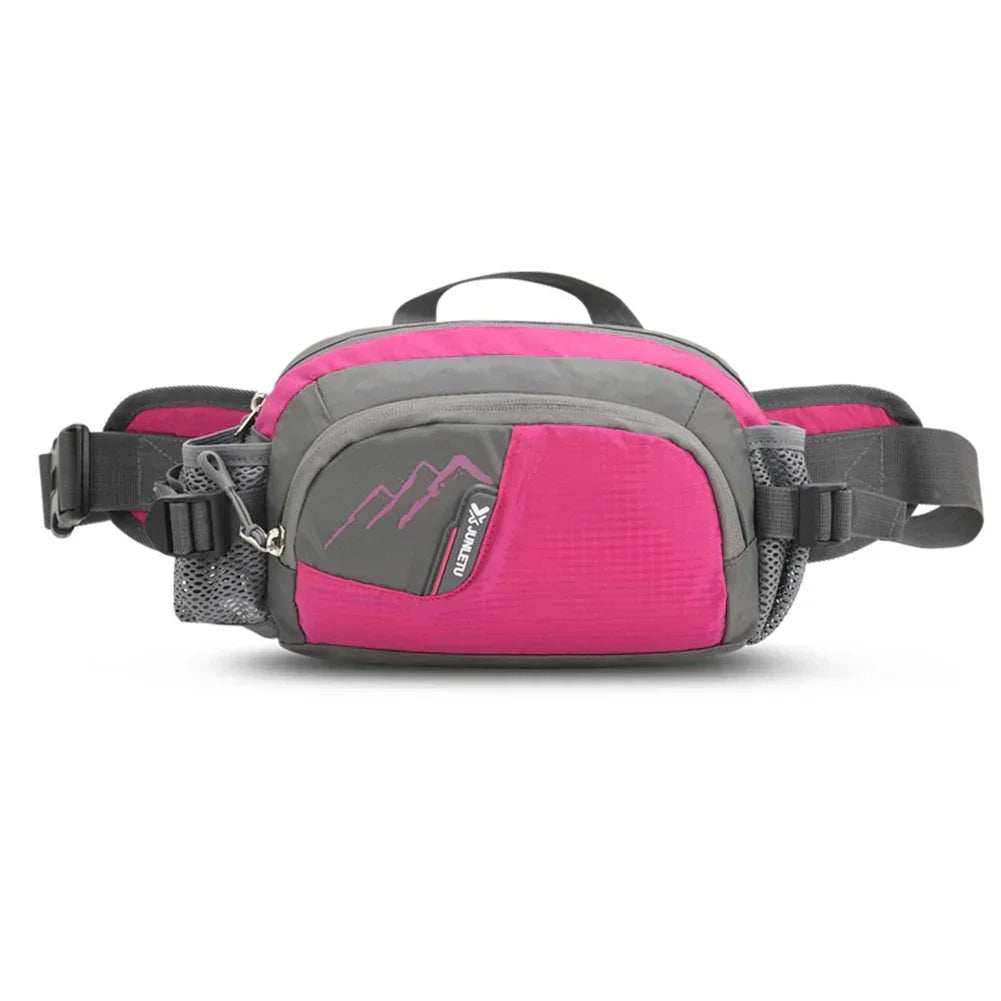 Sleek unisex sport hip bag with bottle holder, made for comfort, durability & hands-free activity.
