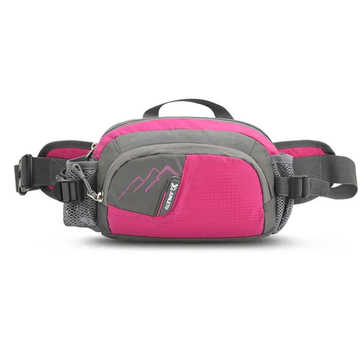 Sleek unisex sport hip bag with bottle holder, made for comfort, durability & hands-free activity.