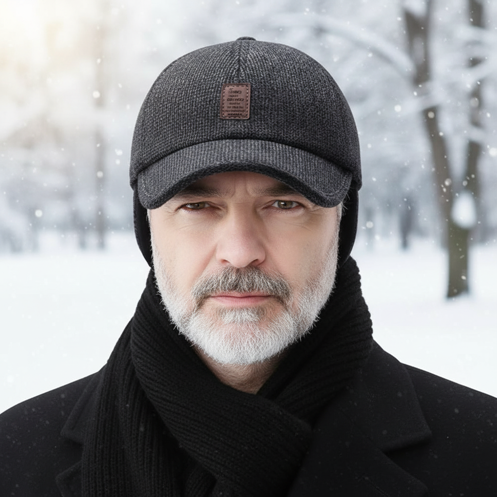 Unisex Sporty Retro Cap, CultCap, adjustable polyester wool winter hat with ear protection for cold weather