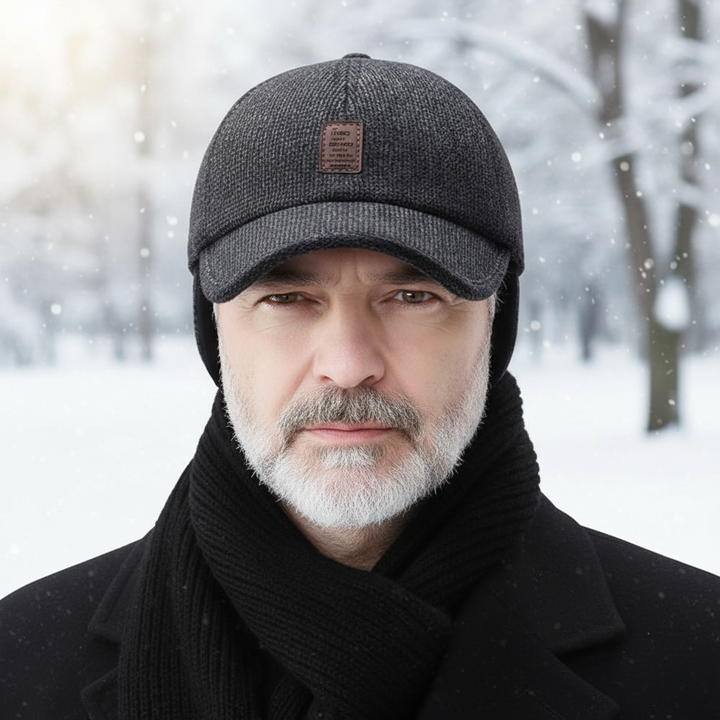Unisex Sporty Retro Cap, CultCap, adjustable polyester wool winter hat with ear protection for cold weather