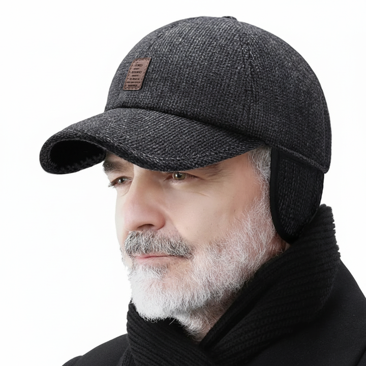 Casual unisex winter hat, CultCap Sporty Retro Cap with ear flaps, adjustable polyester wool for cold weather