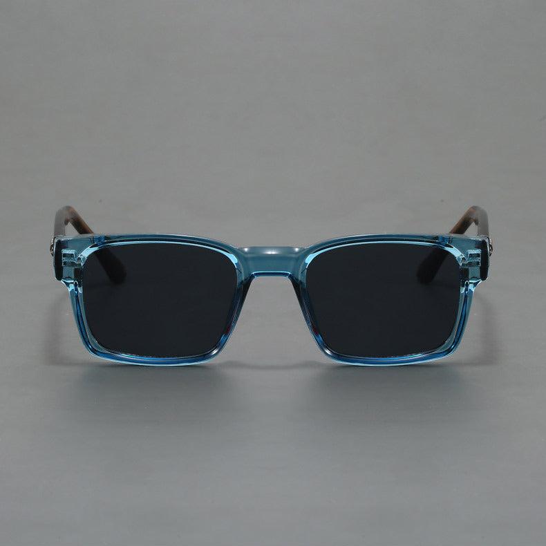 Retro tortoise square frame shades, unisex, offering anti-glare UV protection.