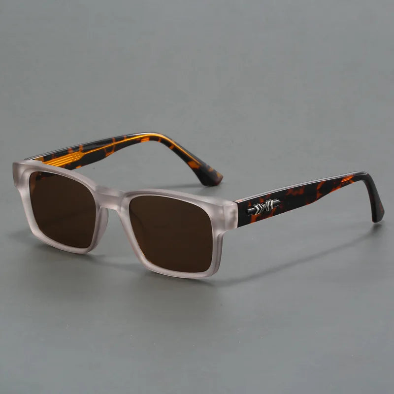 Unisex square frame sunglasses with anti-glare technology and UV eye protection.