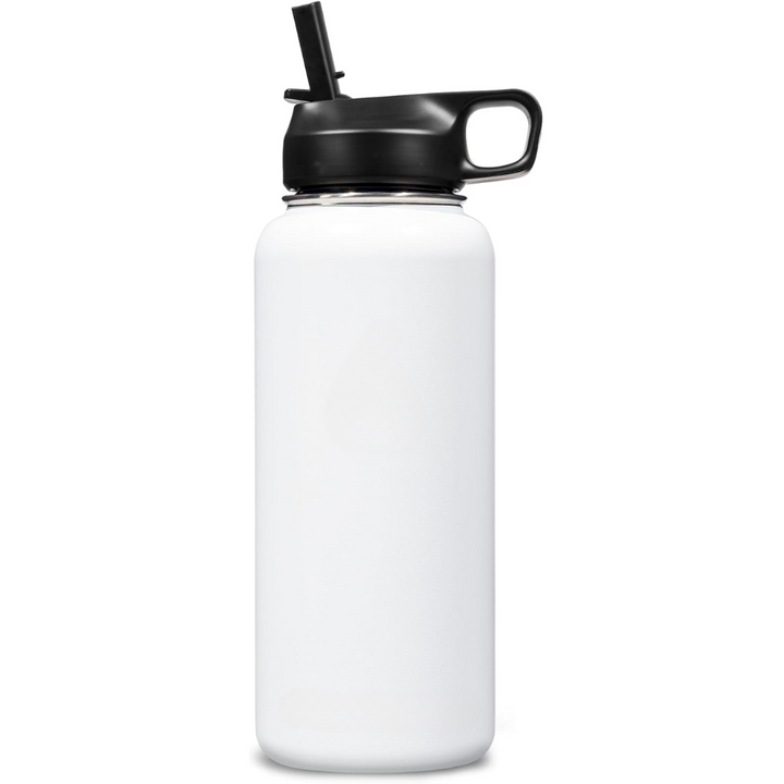 Unisex stainless steel insulated water bottle with straw for hot & cold drinks.