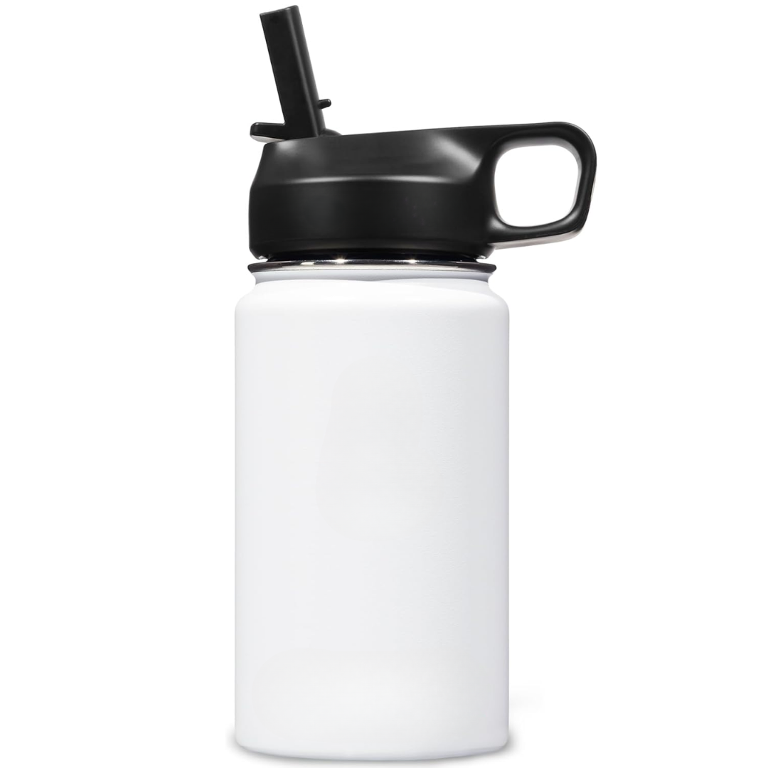 Ergonomic stainless steel straw bottle for optimal hydration & portability.