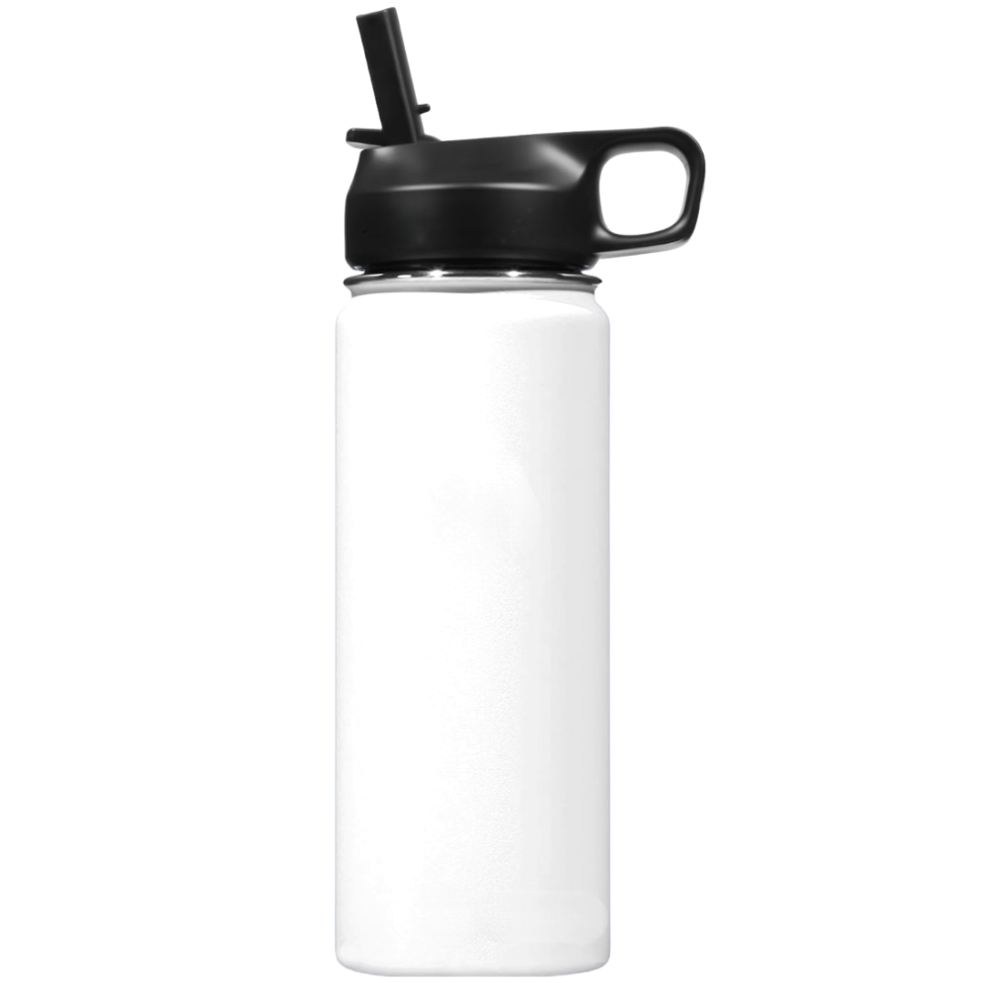 Gym and office essential: stainless steel insulated bottle with a convenient straw.
