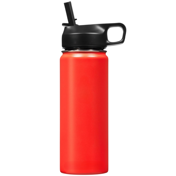 Portable stainless steel straw bottle for easy, spill-free sipping.