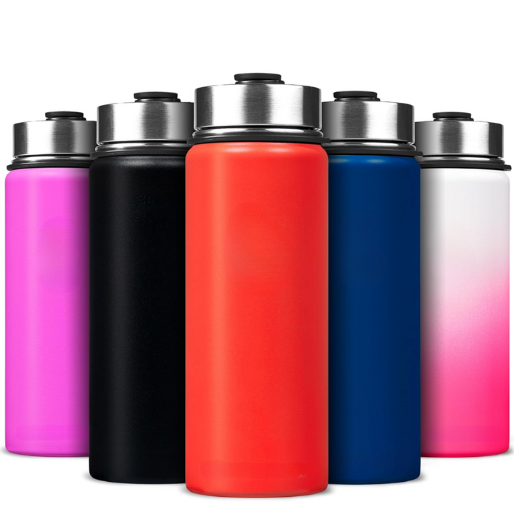 Refreshing cold drinks or warm sips from this insulated stainless steel bottle.