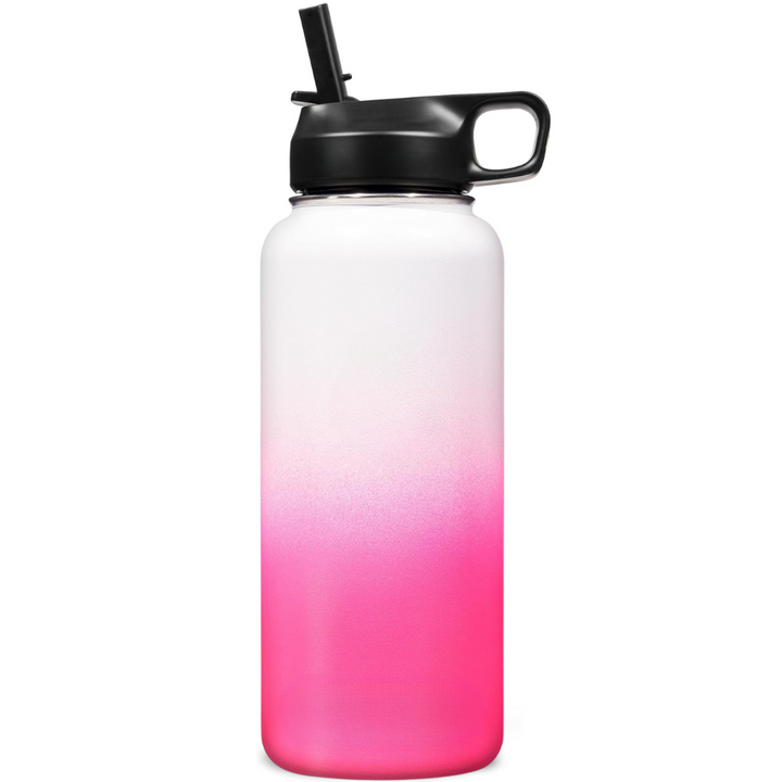 Premium insulated water bottle, leak-proof design with integrated straw.