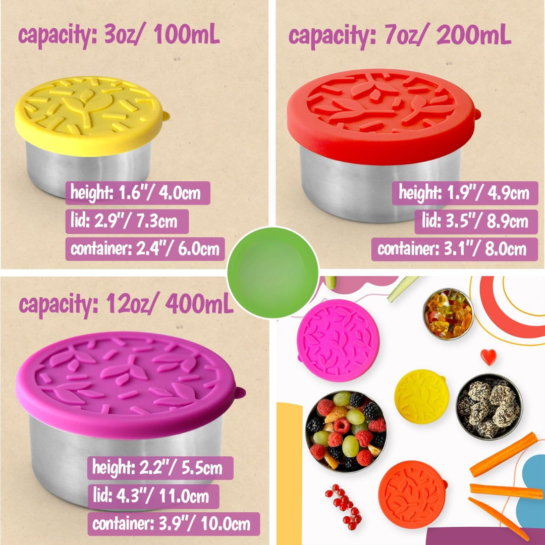 Complete stainless steel bento box set. 3 different size food containers for unisex healthy meal prep & storage.