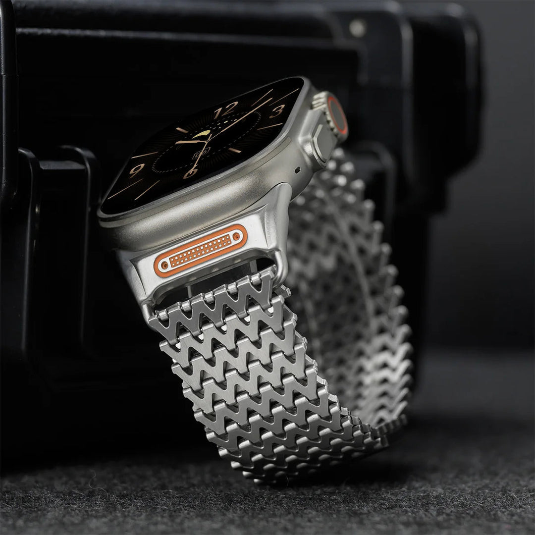 Ergonomic silver stainless steel watch band with magnetic link. Comfortable & adjustable for all-day wear.