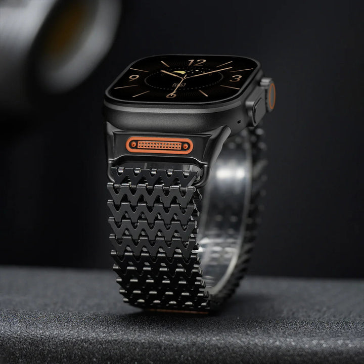 Adjustable metal watch band, silver stainless steel. Magnetic links provide a perfect fit for any wrist.