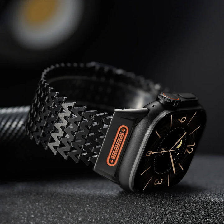 Durable stainless steel watch band in silver. Magnetic link design ensures a secure, long-lasting smartwatch accessory.