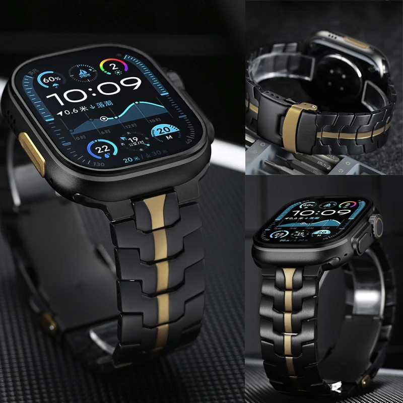 Versatile stainless steel smartwatch band, Wayfarer style. Functional and elegant watch accessory.