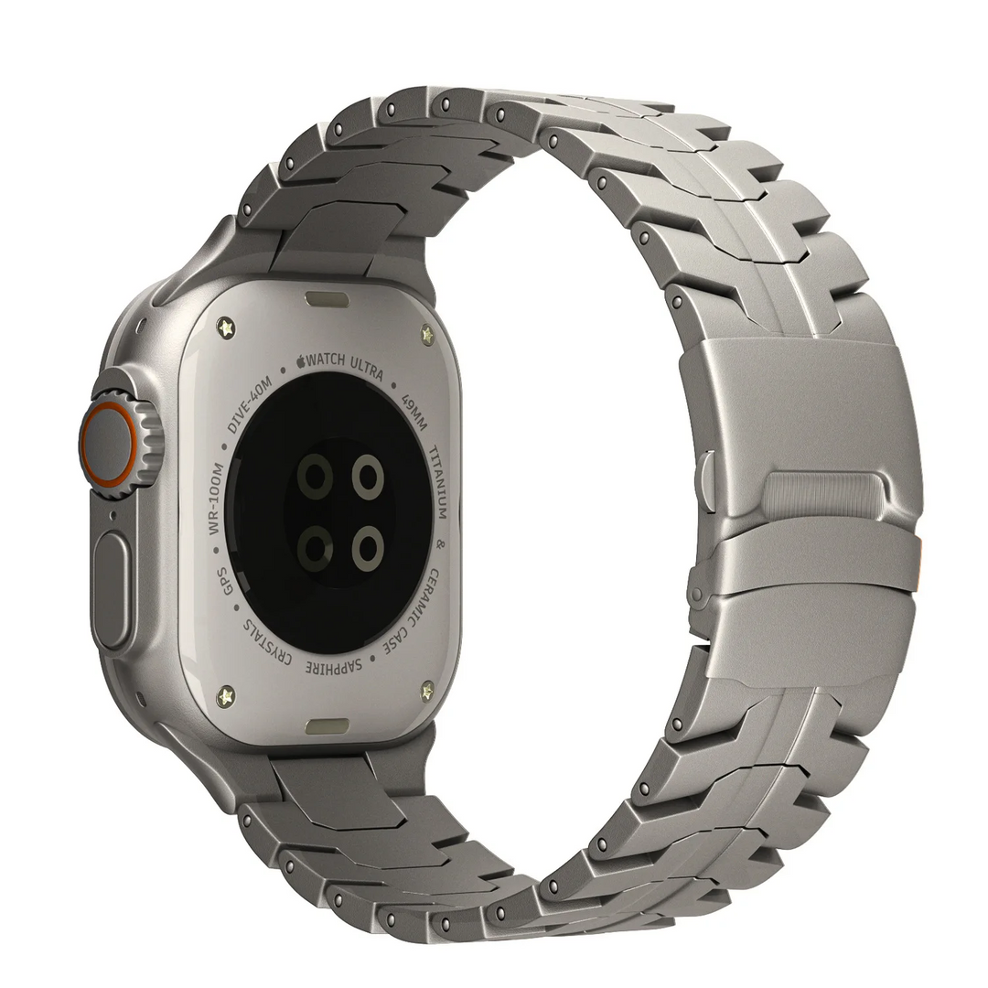 Fashion tech unisex stainless steel smartwatch band. Wayfarer metal strap, modern and sophisticated.