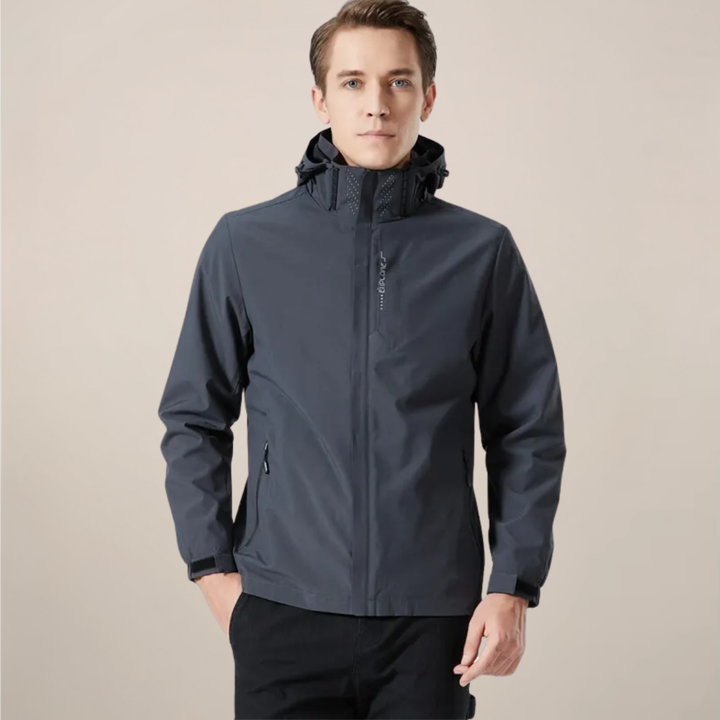 Full-zip stand collar windbreaker jacket for men & women. Stylish, lightweight outerwear ideal for spring & autumn casual use.