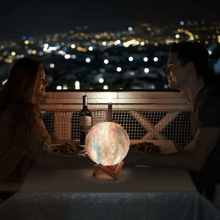 Star Night Lamp powered on, creating a magical starry display, rechargeable ambient light for decor.