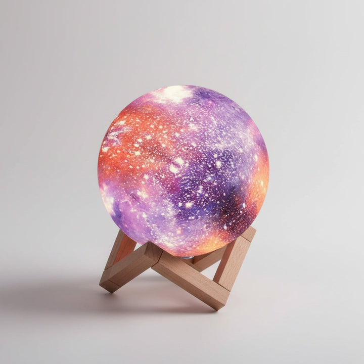 Close-up of Star Design Night Lamp, showing intricate star patterns, rechargeable LED night light for decor.