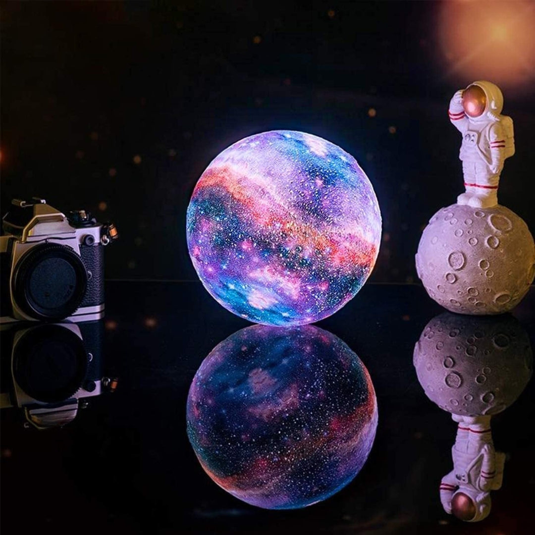 Starry night light projector in a cozy bedroom setting, enhancing atmosphere, touch control LED lamp.