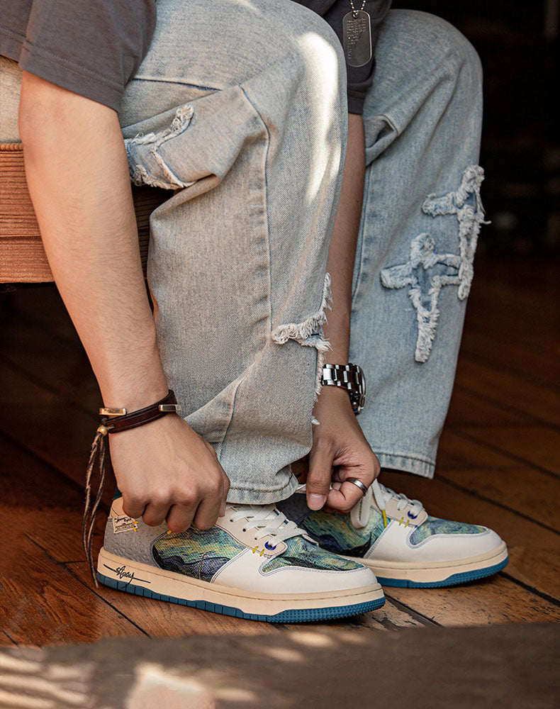 Casual Starry Night sneakers with an iconic artistic print, offering comfort & unique style for daily wear.
