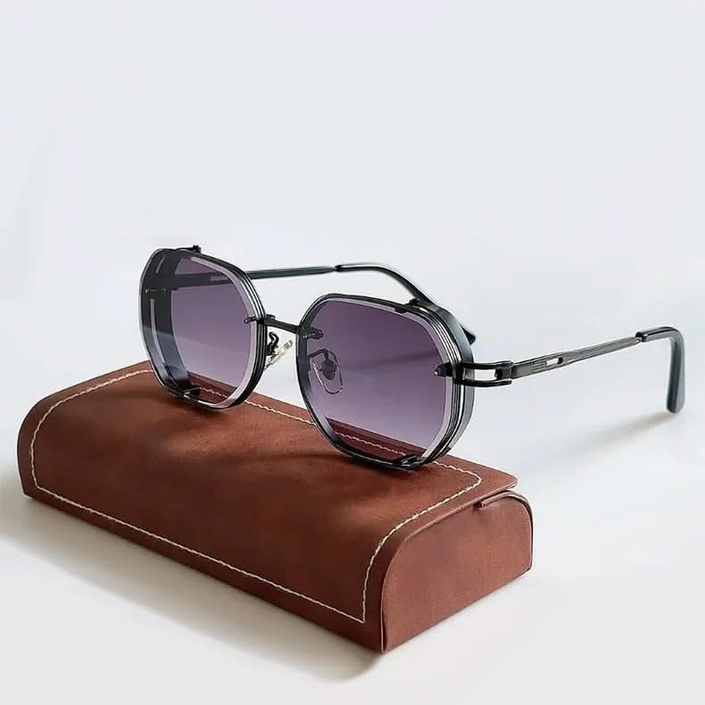 Retro Steampunk round polarized sunglasses for men & women, unique vintage fashion eyewear.