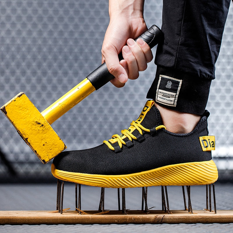 Unisex steel toe work shoes, durable and impact-resistant safety footwear for industrial and construction jobs.