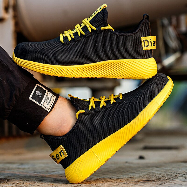 Comfortable unisex steel toe work shoes, breathable safety footwear for long hours in tough industrial environments.