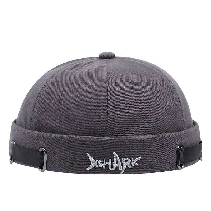 Versatile unisex beanie hat with a cool shark embroidery. Perfect for streetwear and urban outfits.