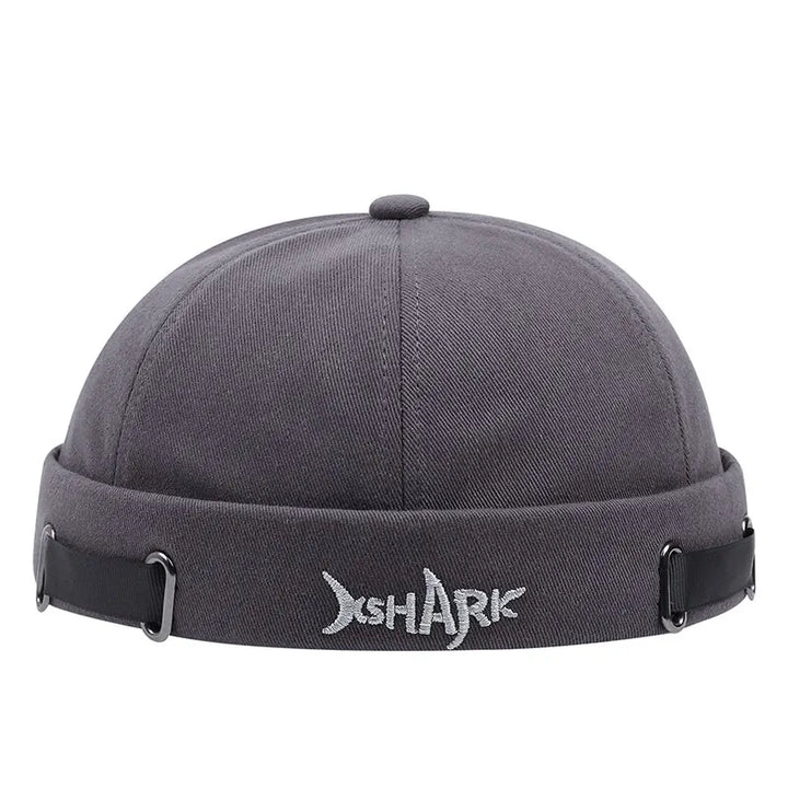 Versatile unisex beanie hat with a cool shark embroidery. Perfect for streetwear and urban outfits.
