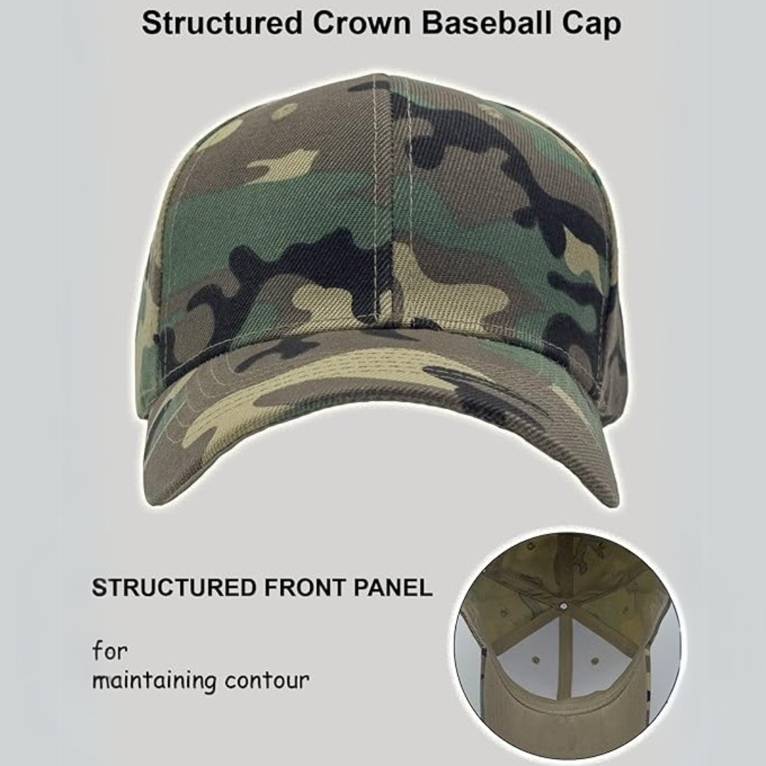 Back view of an adjustable baseball cap, showing the strap mechanism, great for a custom fit
