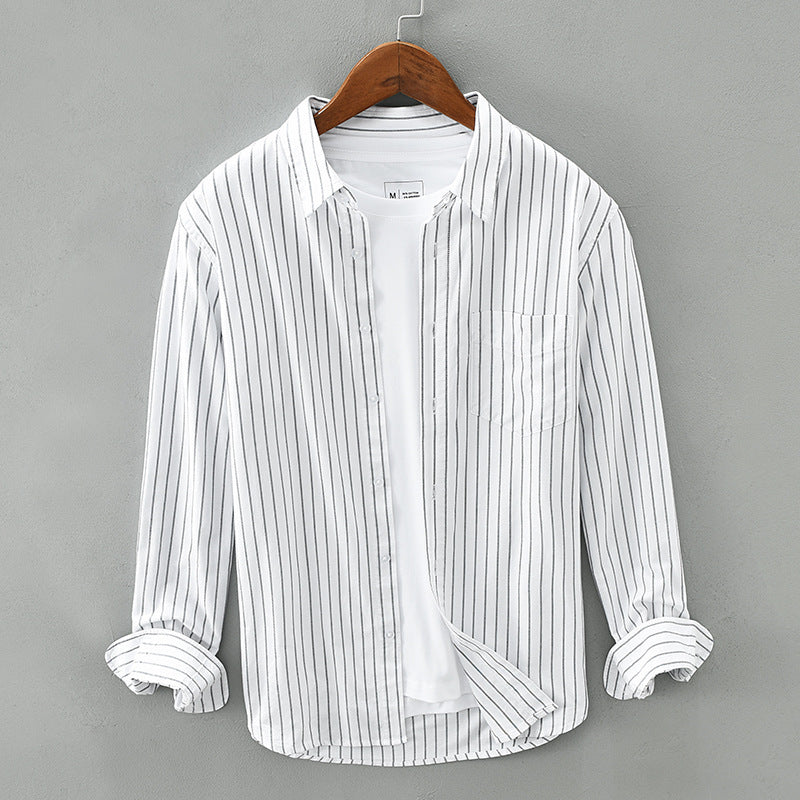 Unisex stylish striped button-down shirt. Perfect for casual summer outfits and warm weather. Available in various colors.