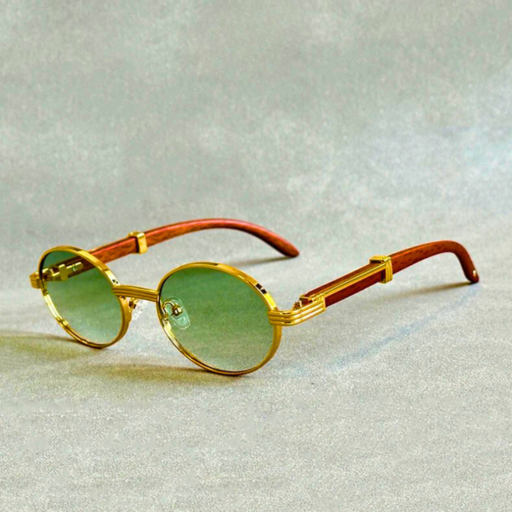 Hayden unisex UV400 sunglasses for eye protection; modern steel frame and wood temple design.