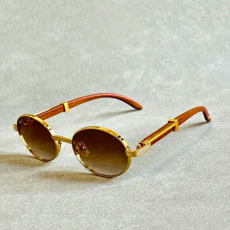 Stylish Hayden unisex sunglasses, UV400 protection, featuring a sleek steel frame and natural wood temples.