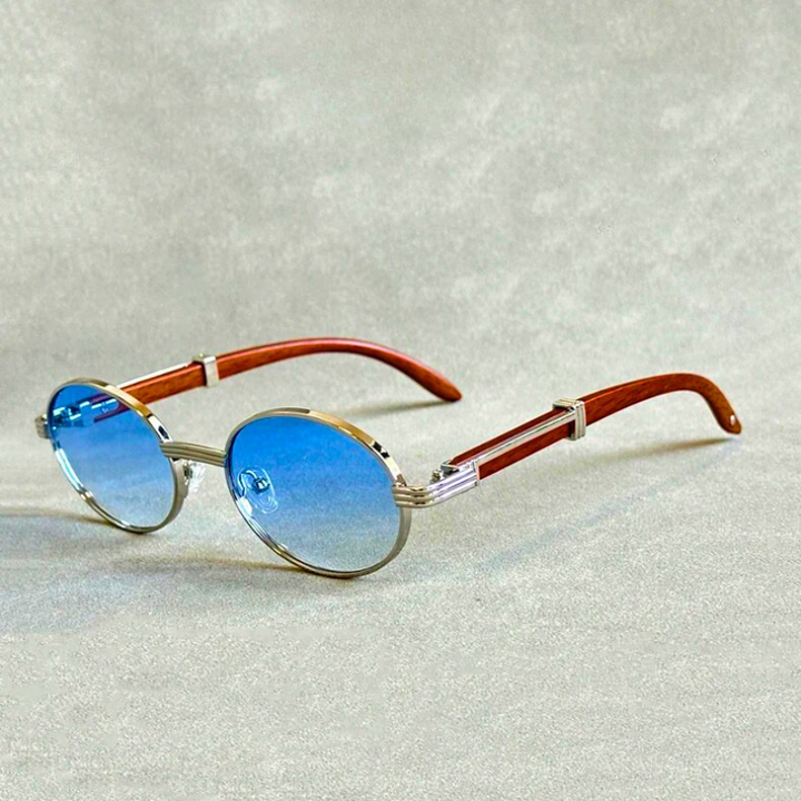 Trendy Hayden unisex UV400 sunglasses, perfect accessory with steel frame and elegant wood temples.