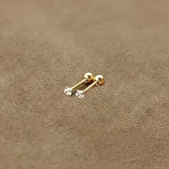 Hypoallergenic titanium steel stud earrings with dazzling zirconia, a safe and stylish choice for sensitive ears.