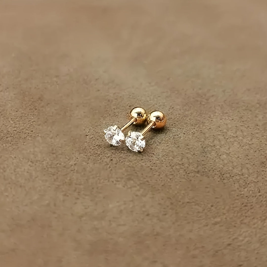 Stylish zirconia stud earrings in titanium steel, an elegant and durable gift for men and women, with subtle sparkle.