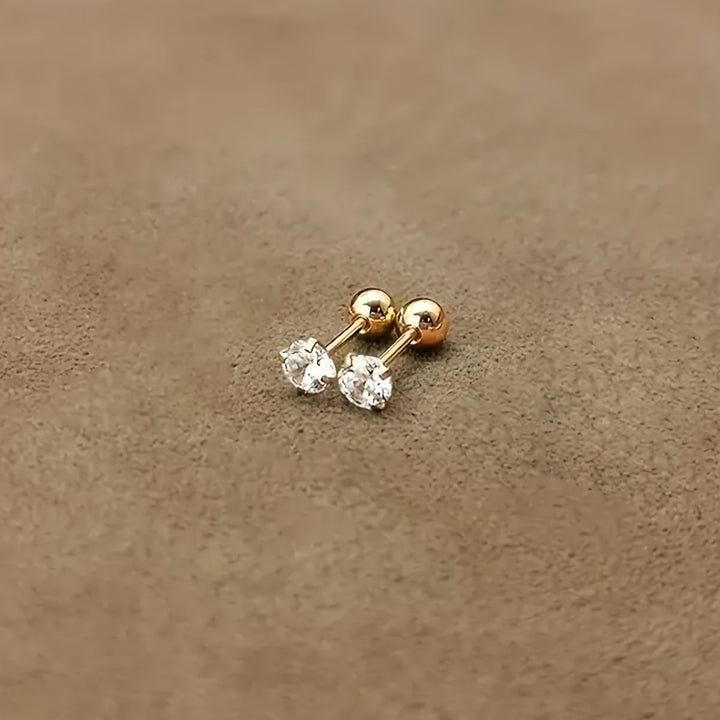Stylish zirconia stud earrings in titanium steel, an elegant and durable gift for men and women, with subtle sparkle.