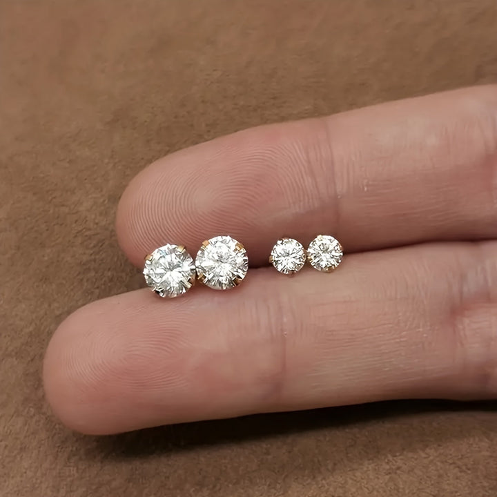 Subtle sparkle from these stylish zirconia stud earrings, expertly crafted in robust, hypoallergenic titanium steel.